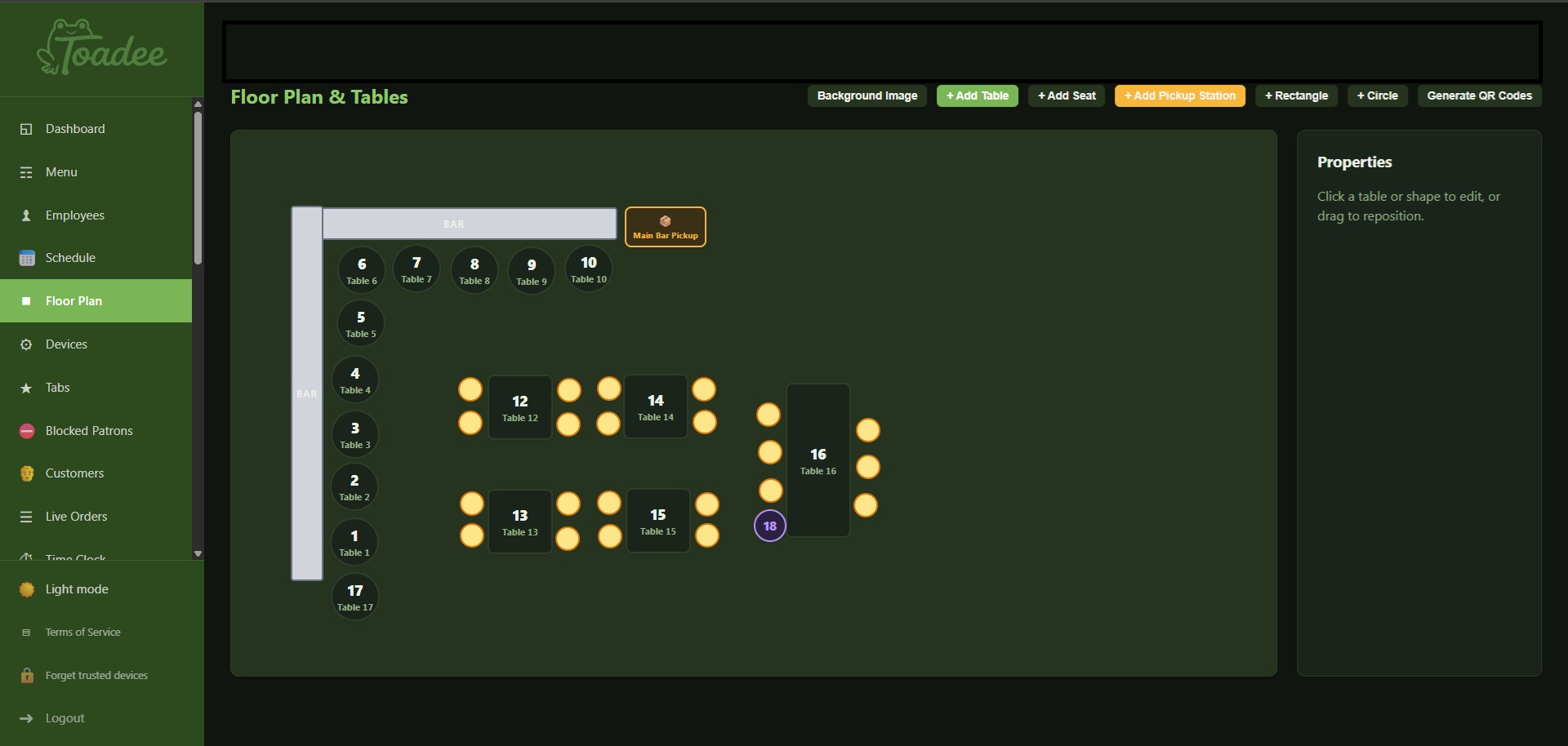 Floor plan editor — Toadee admin