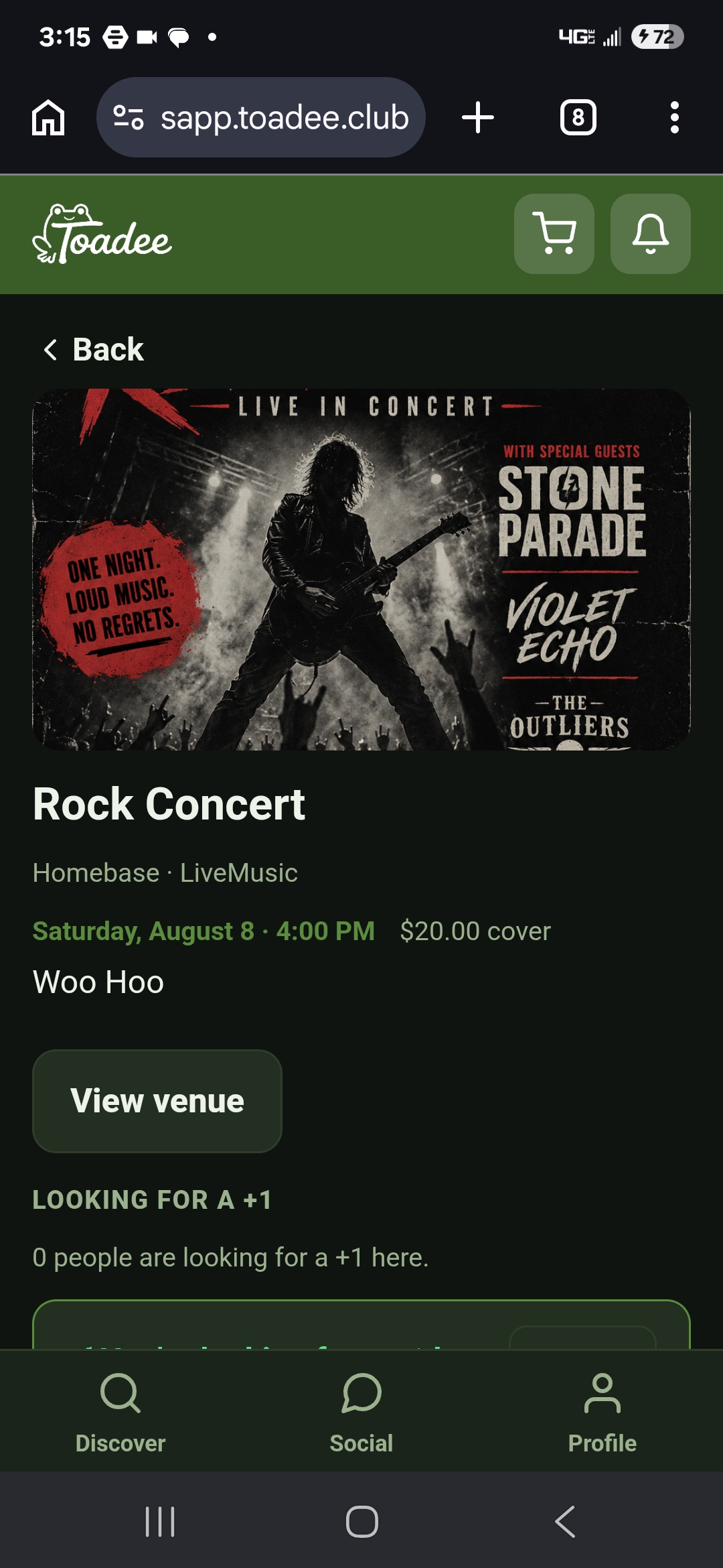 Event details — Toadee customer app