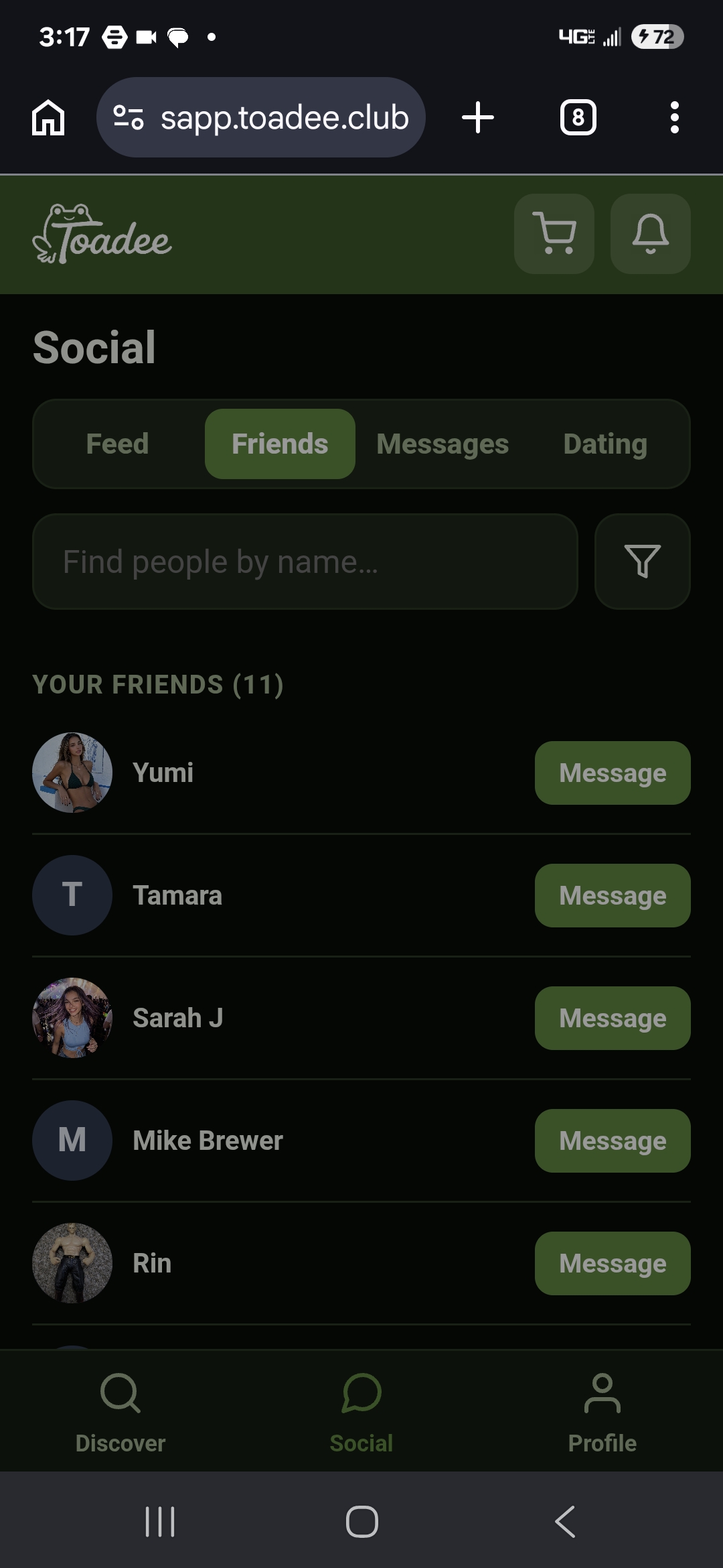 Friends — Toadee customer app