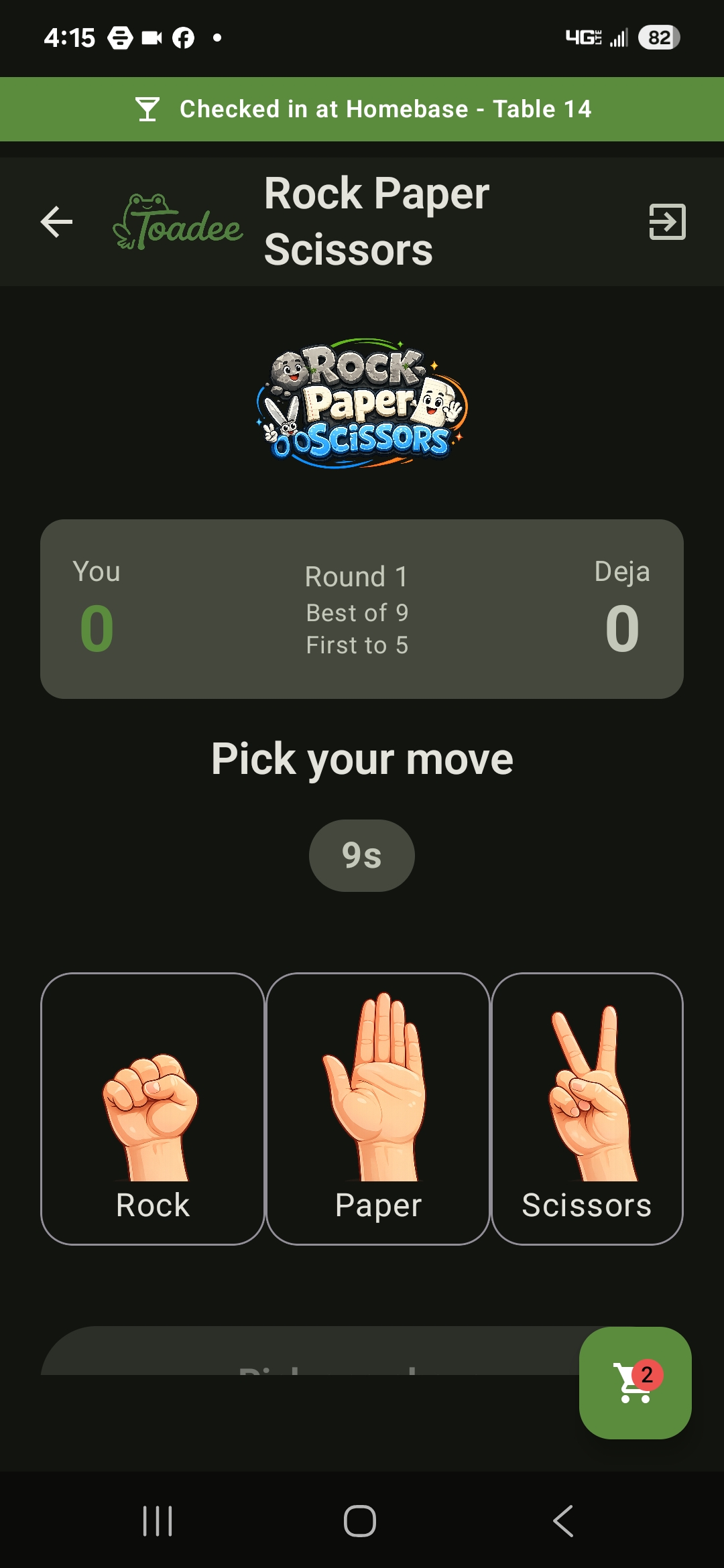 Rock, Paper, Scissors game — Toadee