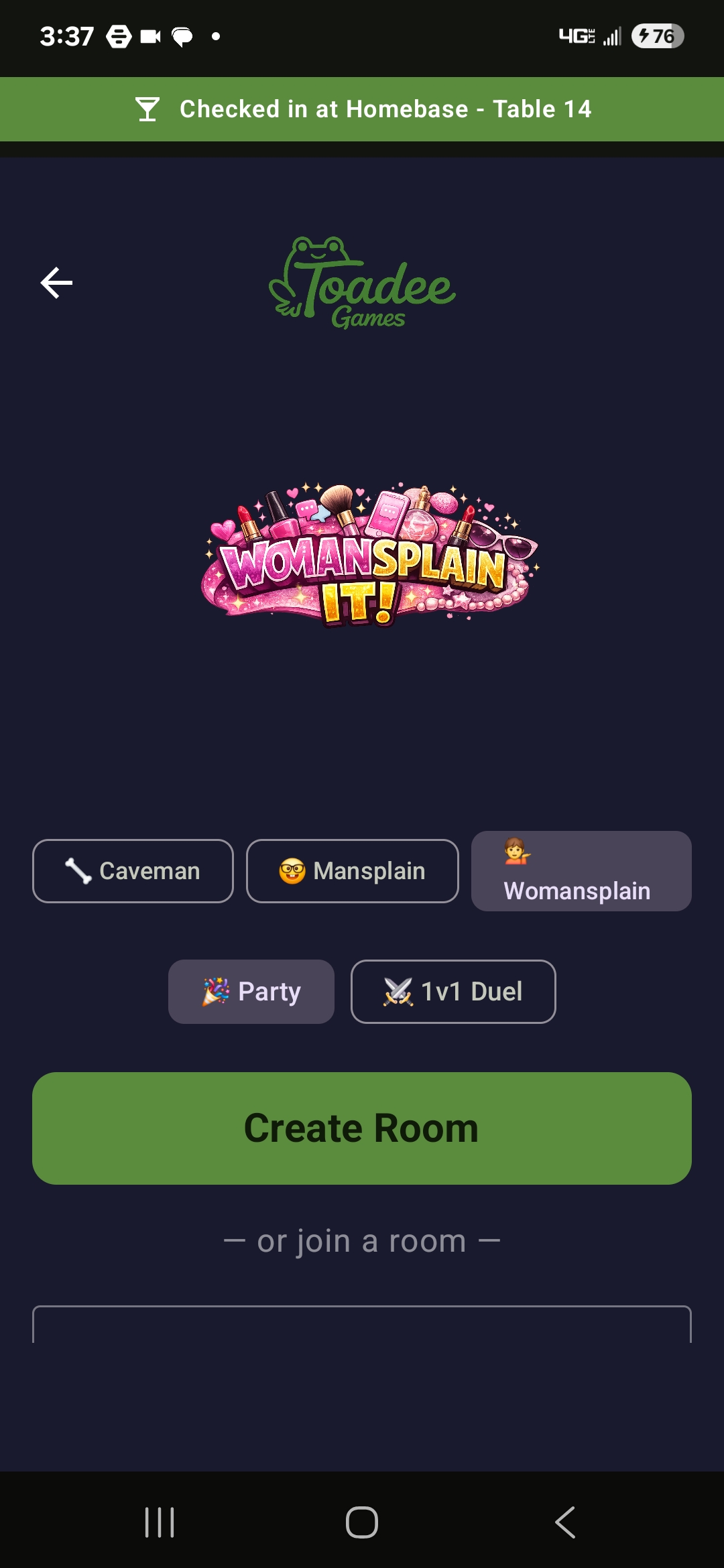 Womansplain It bar game — Toadee